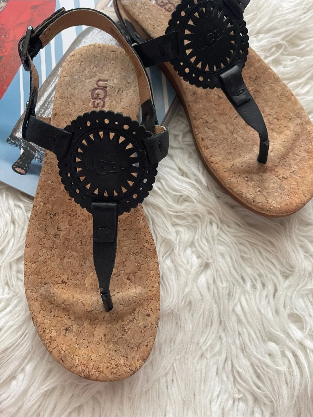 UGG Ayden II Women's Black Cork Thong Sandals